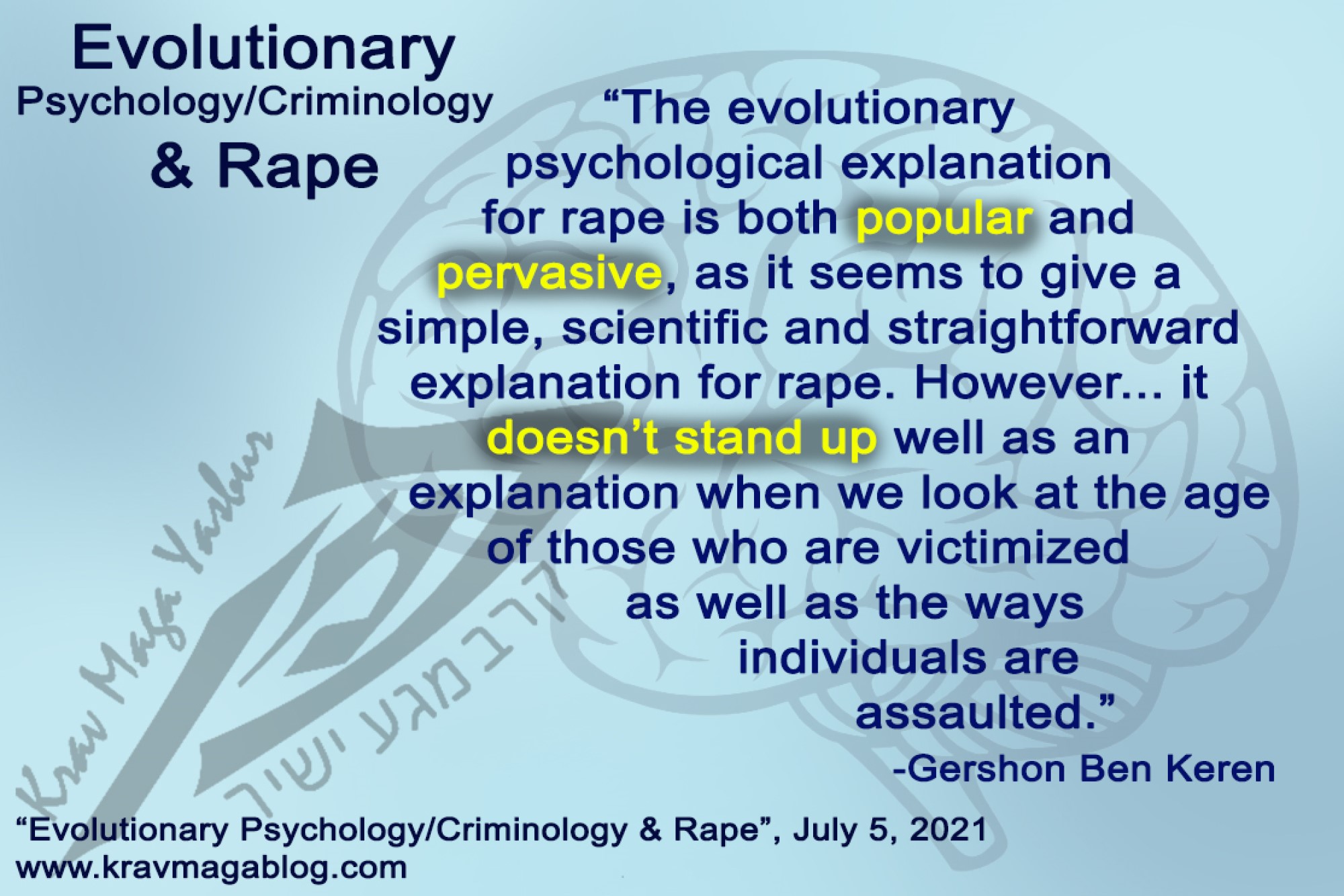 Evolutionary Psychology/Criminology & Rape